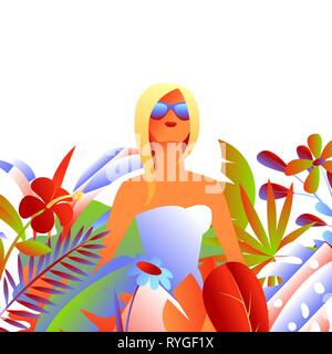 Blonde girl in sunglasses. Stock Vector