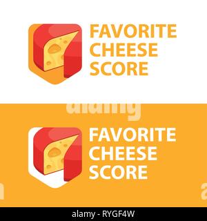 Favorite Cheese Store - Style Colorful Logo isolated on white and orange background Stock Vector