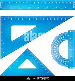 Ruler And Triangles Vector. Centimeter And Inch. Simple School ...