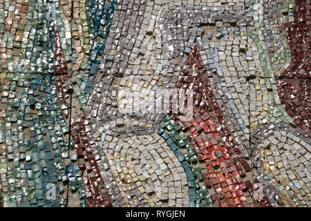 Blue Mosaic Tiles Zexture Background little motif Stock Photo