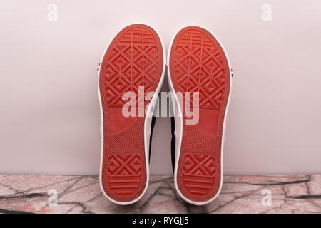 One walking shoes on white background workout bottom Stock Photo