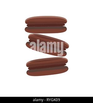 Chocolate Macaroons. Illustration iIsolated on white background. Vector delicious sweets. Design from the cafe collection. Food for web design Stock Vector