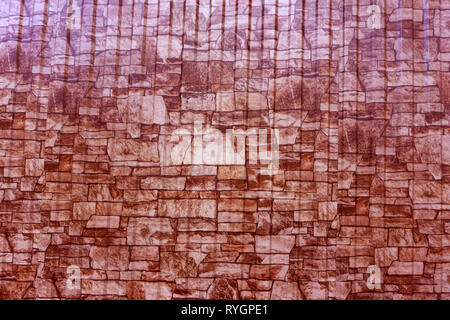 Background wall small light brown textural decorative brick Stock Photo