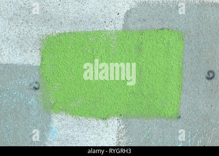 green frame painted with paint on the cement wall.abstract background. Stock Photo
