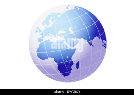 Businessman using a laptop with close up on world globe Stock Photo