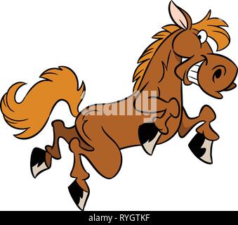 The illustration shows a few funny cartoon horse isolated on a white background, on separate layers. Stock Vector