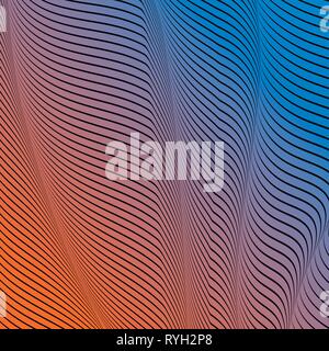 Abstract acid color wavy background, optical art, opart striped. Neon gradient. Vector waves, geometry line stripes Stock Vector