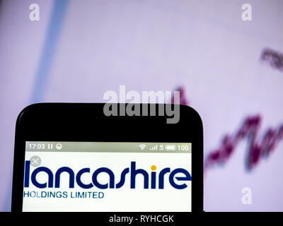 Ukraine. 13th Mar, 2019. Lancashire Holdings logo seen displayed on a smart phone. Credit: Igor Golovniov/SOPA Images/ZUMA Wire/Alamy Live News Stock Photo