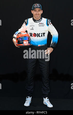 Albert Park, Melbourne, Australia. 14th Mar, 2019. Robert Kubica (POL) #88 from the Williams Racing team poses for his portrait at the 2019 Australian Formula One Grand Prix at Albert Park, Melbourne, Australia. Sydney Low/Cal Sport Media/Alamy Live News Stock Photo