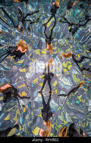London, UK. 14th Mar 2019. Fata Morgana, 2012, by Laura Buckley - Saatchi Gallery presents KALEIDOSCOPE, a new exhibition featuring the work of 9 international contemporary artists working across a variety of mediums, including Laura Buckley's interactive large-scale kaleidoscope Fata Morgana. Credit: Guy Bell/Alamy Live News Stock Photo