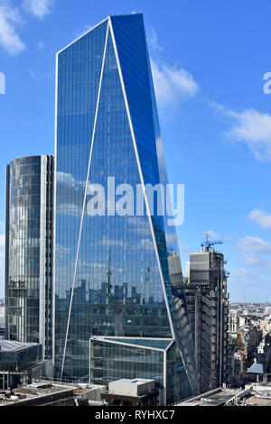 Scalpel skyscraper City of London a landmark glass office building & reflections on glazing cladding dwarfs Lloyds of London insurance England UK Stock Photo