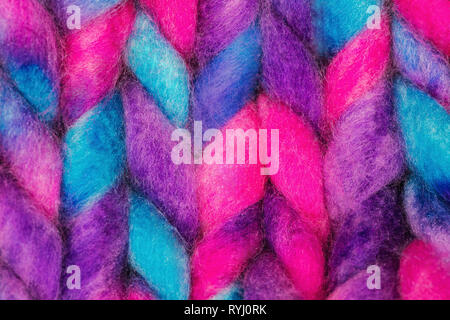 Colorful merino wool texture close up. Knitted background Stock Photo