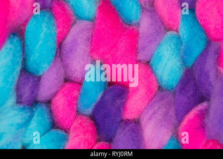 Colorful merino wool texture close up. Knitted background Stock Photo