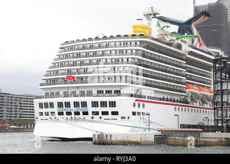 The Carnival Legend cruise ship moored at the Overseas Passenger Terminal in Sydney, Australia. Stock Photo