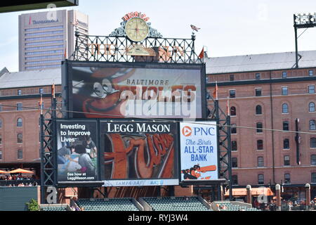 Banner celebrating 25 years of the Baltimore Orioles baseball team at Oriole  Park, Camden Yards, Baltimore, Maryland, USA Stock Photo - Alamy