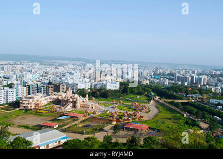 Swaminarayan temple aerial view from the hill, Pune, Maharashtra, India Stock Photo