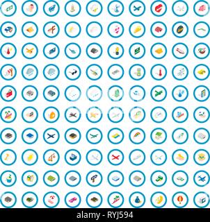 100 fly icons set, isometric 3d style Stock Vector