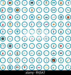 100 fly icons set, cartoon style Stock Vector