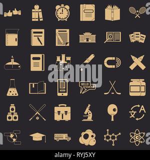 Education icons set, simple style Stock Vector