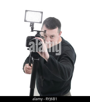 portrait of a successful photographer .isolated on white background Stock Photo