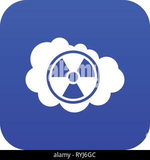 Cloud and radioactive sign icon digital blue Stock Vector