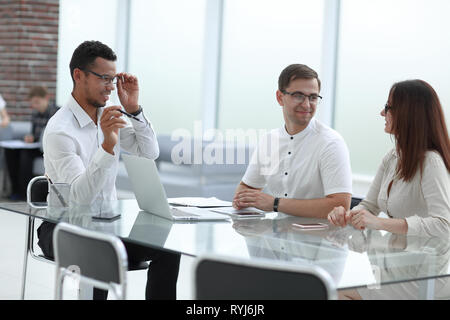 business team meeting at the Desk in the office Stock Photo