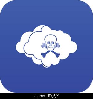 Cloud with skull and bones icon digital blue Stock Vector