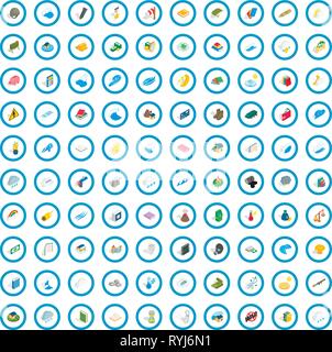 100 force icons set, isometric 3d style Stock Vector