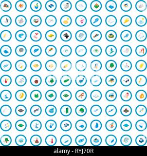 100 forecast icons set, isometric 3d style Stock Vector