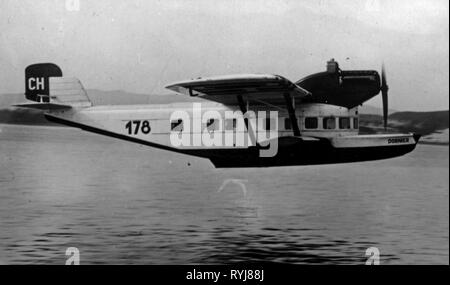 transport / transportation, aviation, seaplane, flying boat Dornier Delphin III, take-off, test flight in Switzerland, 1927 / 1928, Additional-Rights-Clearance-Info-Not-Available Stock Photo