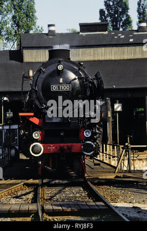 transport / transportation, railroad, operable steam locomotive of the DB, German National Railways Museum, class 01 10, on the turntable of the BW Nuremberg, Additional-Rights-Clearance-Info-Not-Available Stock Photo