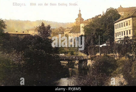 1909, Karlovy Vary Region, Elbogen, Blick von der Hans Heiling Straße, Czech Republic Stock Photo