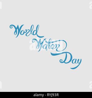 Blue World Water Day Typographical Design Elements.World Water Day icon.March,22.Minimalistic design for World Water Day concept.Vector illustration Stock Vector