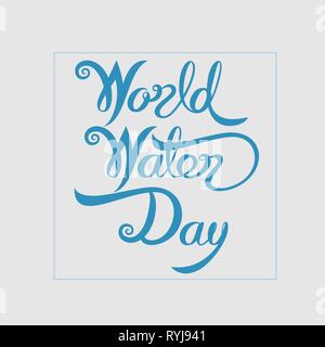 Blue World Water Day Typographical Design Elements.World Water Day icon.March,22.Minimalistic design for World Water Day concept.Vector illustration Stock Vector