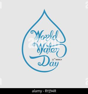Blue World Water Day Typographical Design Elements.World Water Day icon.March,22.Minimalistic design for World Water Day concept.Vector illustration Stock Vector