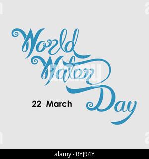 Blue World Water Day Typographical Design Elements.World Water Day icon.March,22.Minimalistic design for World Water Day concept.Vector illustration Stock Vector