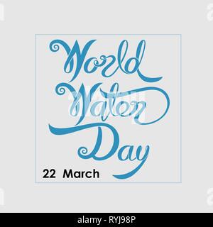Blue World Water Day Typographical Design Elements.World Water Day icon.March,22.Minimalistic design for World Water Day concept.Vector illustration Stock Vector