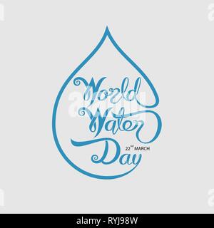 Blue World Water Day Typographical Design Elements.World Water Day icon.March,22.Minimalistic design for World Water Day concept.Vector illustration Stock Vector