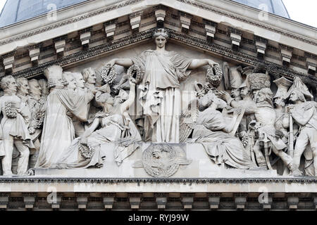 The Pantheon is the burial place for many famous French people.  Allegory of the Revolution. Paris. France. Stock Photo