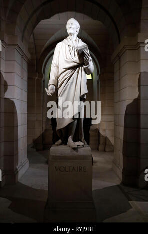 The Pantheon is the burial place for many famous French people. The crypt.  Voltaire.  Paris. France. Stock Photo