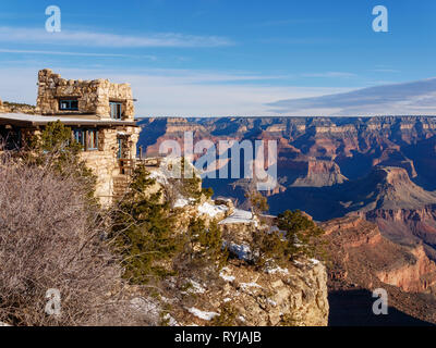 Lookout Studio at the South Rim of the Grand Canyon. Stock Photo