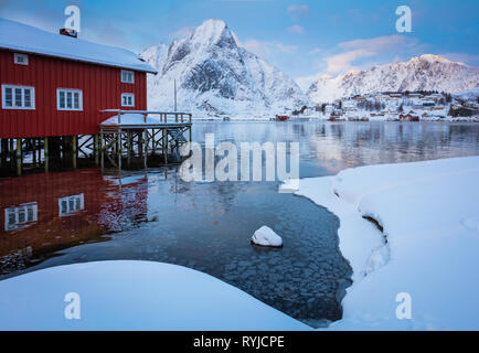 Lofoten is an archipelago and a traditional district in the county of Nordland, Norway. Stock Photo