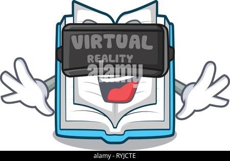 Virtual reality opened book in the shape mascot Stock Vector