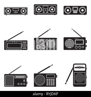 Radio icon set. Portable audio. Vector illustration Stock Vector