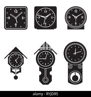 Pendulum clock and alarm clock. Flat vector icons Stock Vector