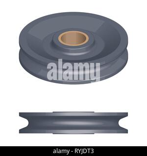 Wire rope sheave. Lifting equipment. 3D effect vector Stock Vector