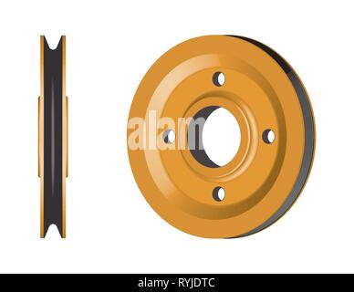 Sheave wheel. Lifting equipment. 3D effect vector Stock Vector