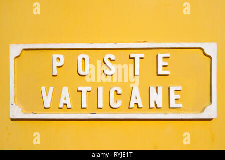 Vatican Yellow Postbox, Letter Box, Mail Box or Post Office Stock Photo