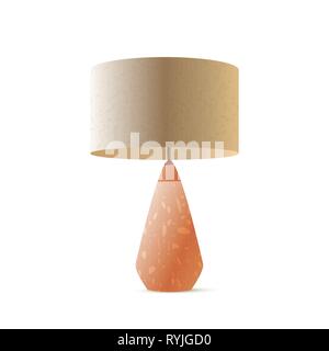 Night table lamp realistic 3d vector rendering illustration. Interior bedside light. Living room, bedroom desk lamp on white background. Home decor. Isolated color design element Stock Vector