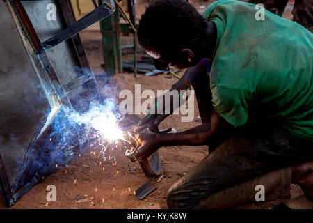 Welder in Ouagadougou, Burkina Faso. Stock Photo